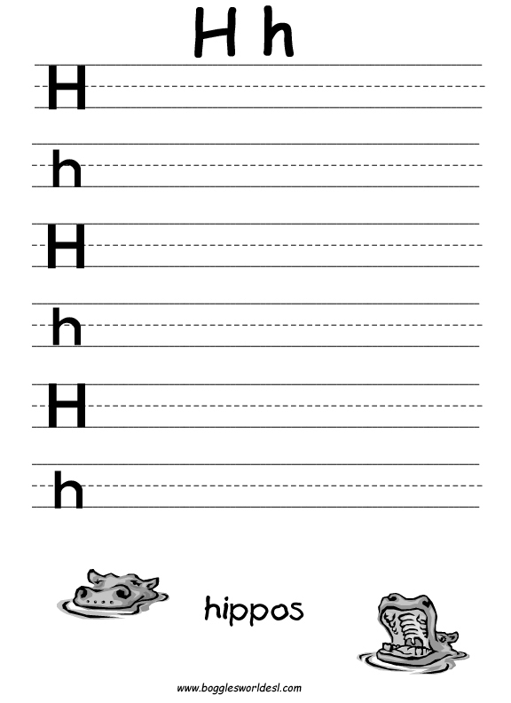 Letter H Writing Worksheets Image
