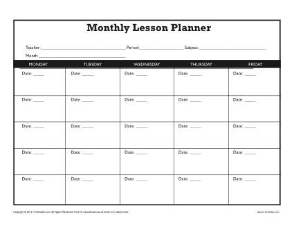 Monthly Lesson Plan Template Image
