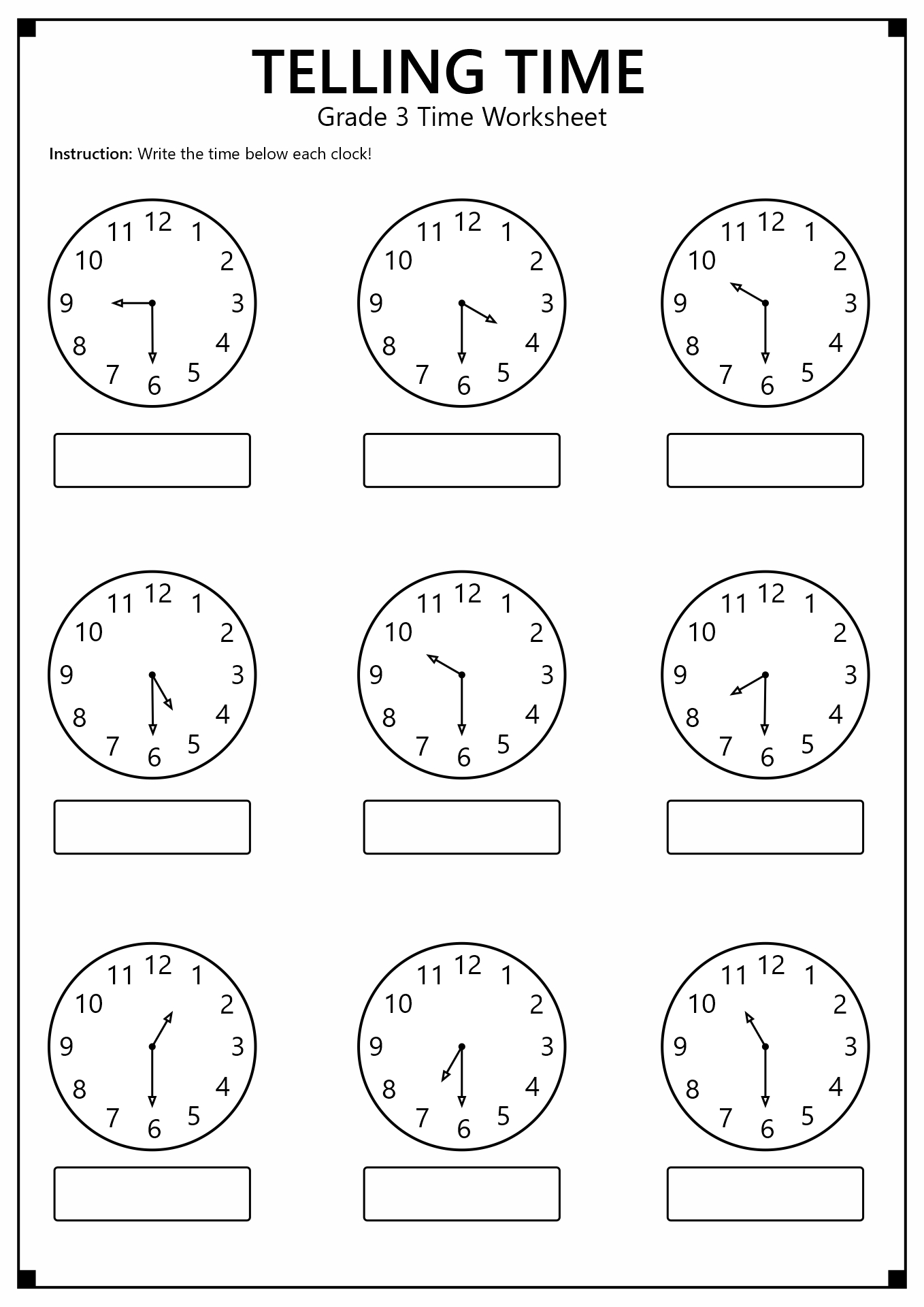 Printable Time Worksheets 3rd Grade Math Image