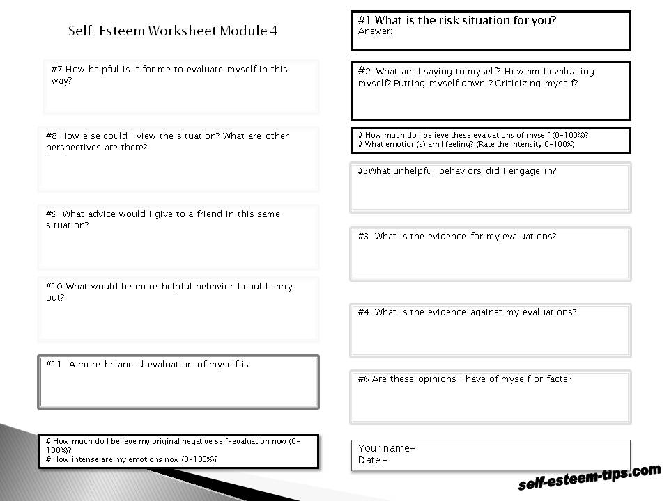 Self-Esteem Worksheets Printable Free Image