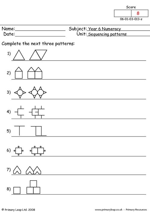 Sequencing Patterns Worksheets Image