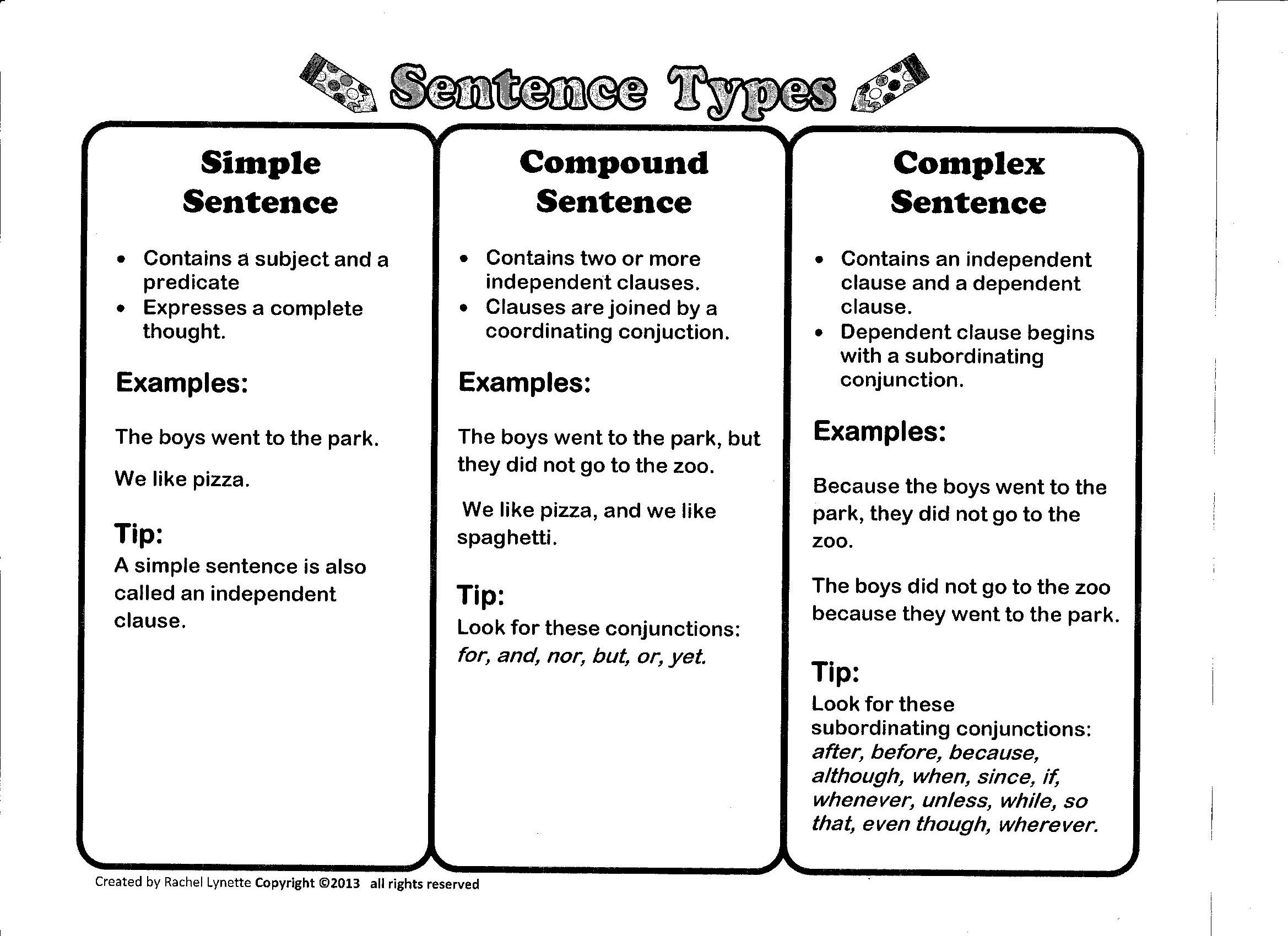 Simple and Compound Sentences Worksheets