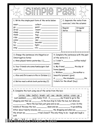 Simple Past Worksheets Printable Image