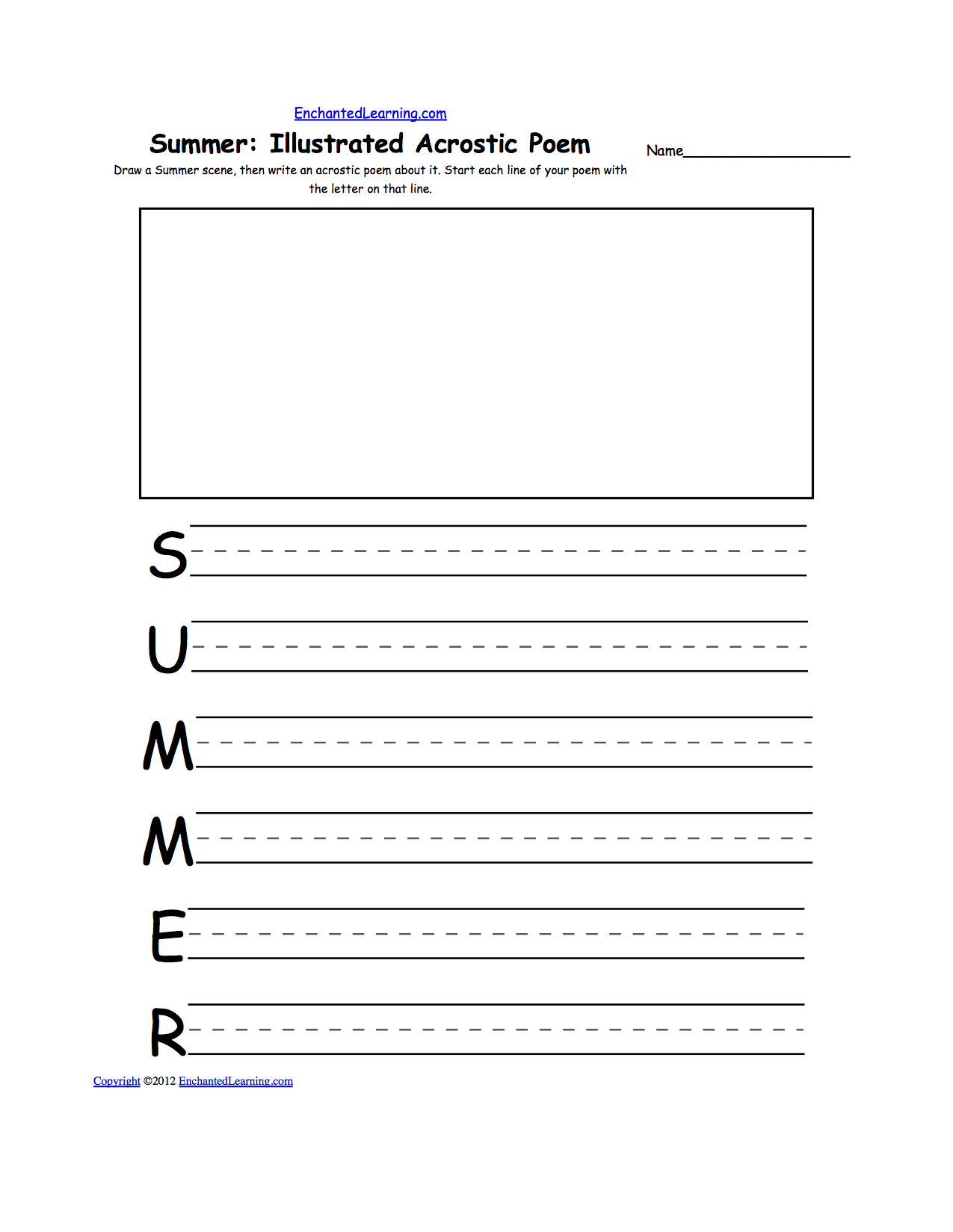 Summer Acrostic Poem Worksheets Image