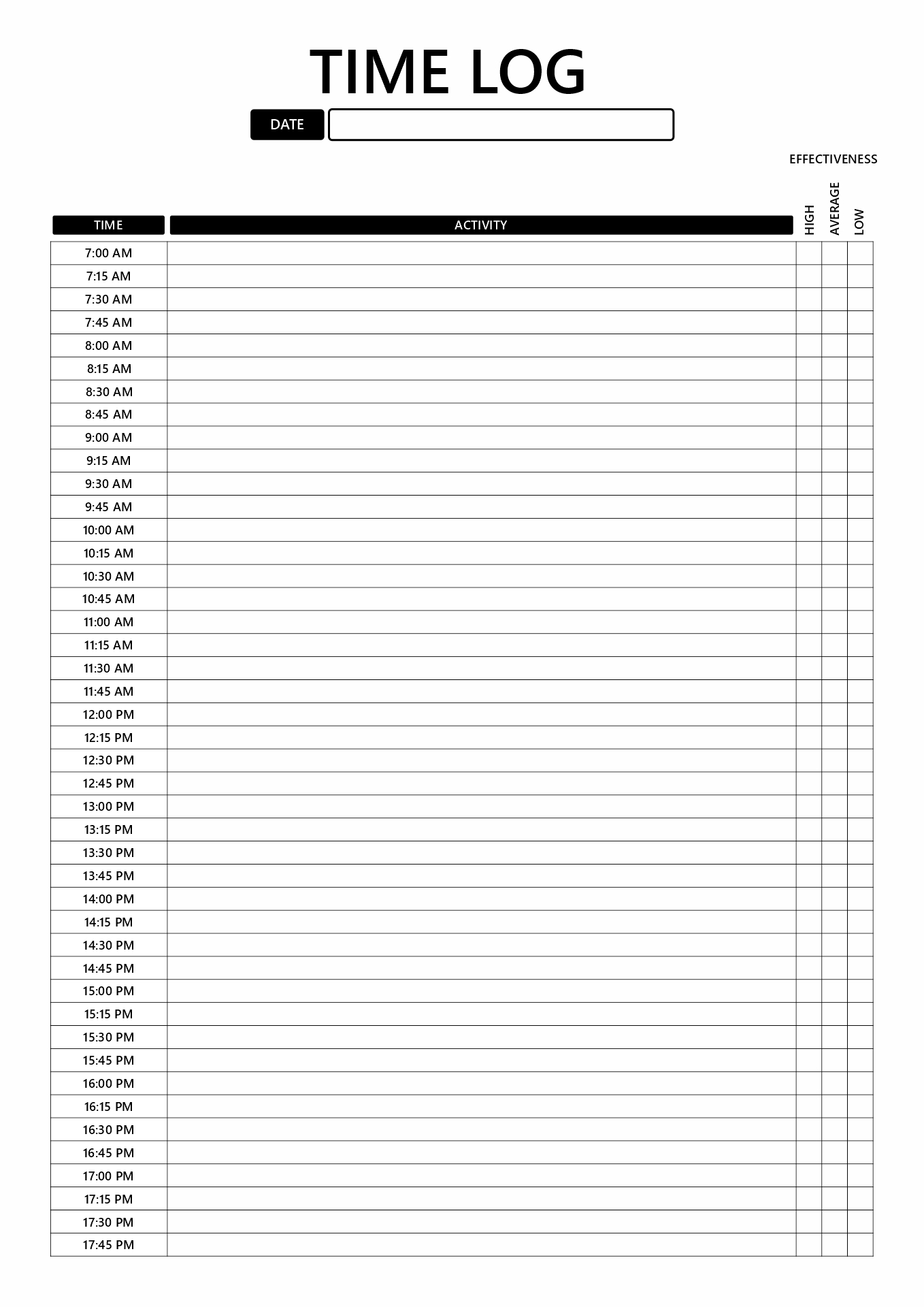 Time Management Worksheet PDF Image