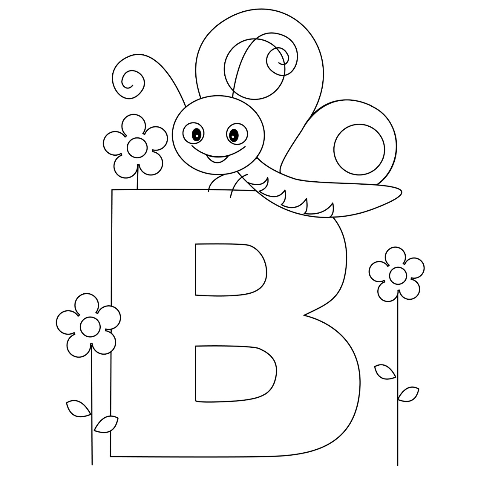 Animal Alphabet Letter B Coloring Page Image