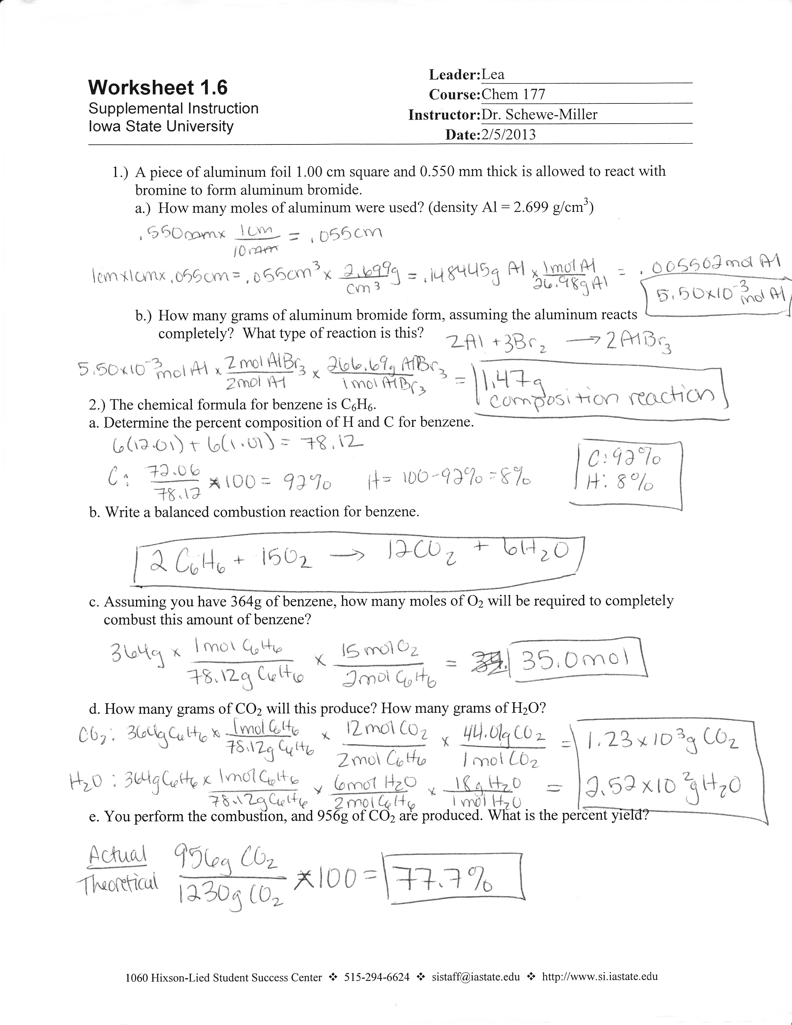 Mole Mole Stoichiometry Worksheet Key