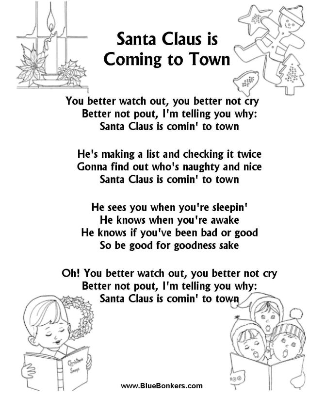 Christmas Song Santa Is Coming to Town Lyrics Image
