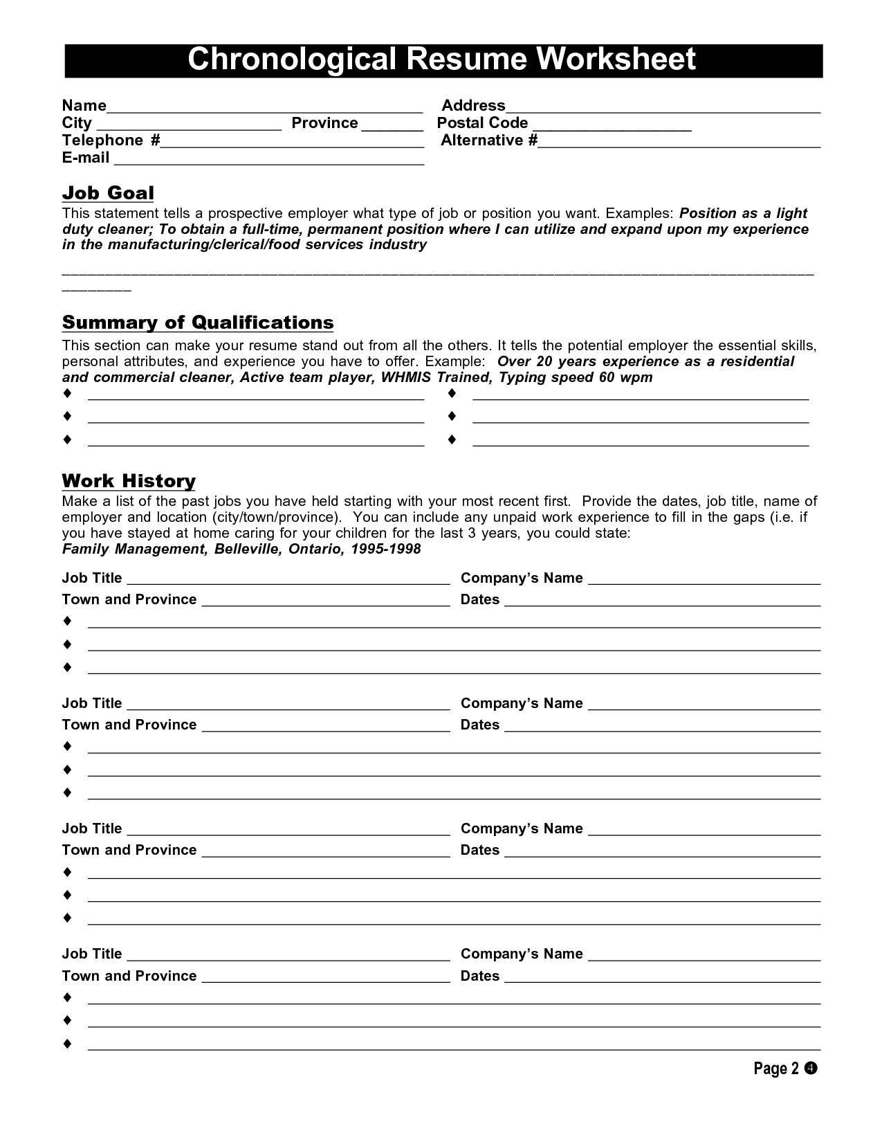 30 Fill In Resume Worksheet - Free Worksheet Spreadsheet