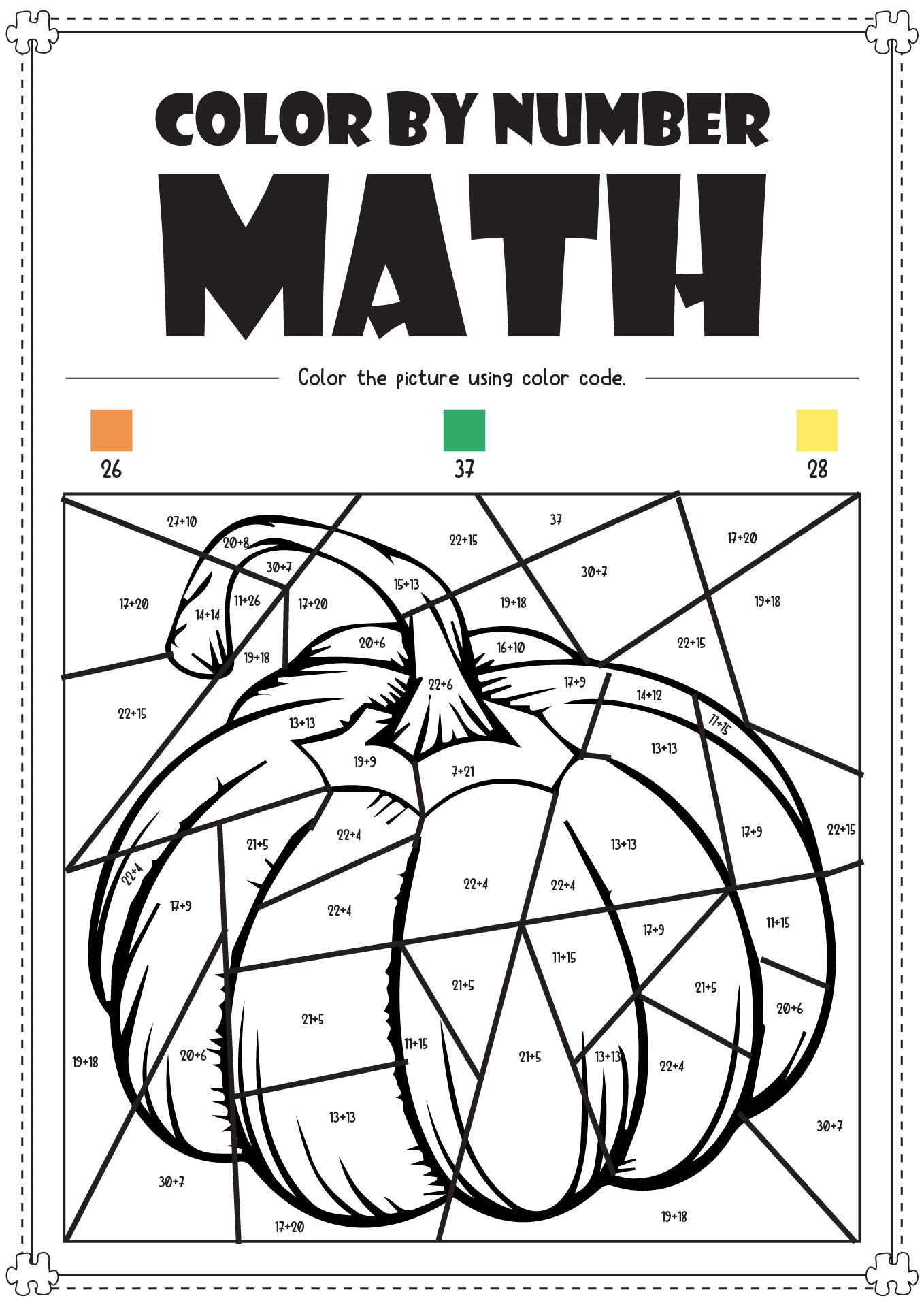 Color by Number Math Worksheets Middle School