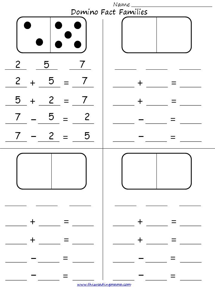Domino Fact Family Worksheet