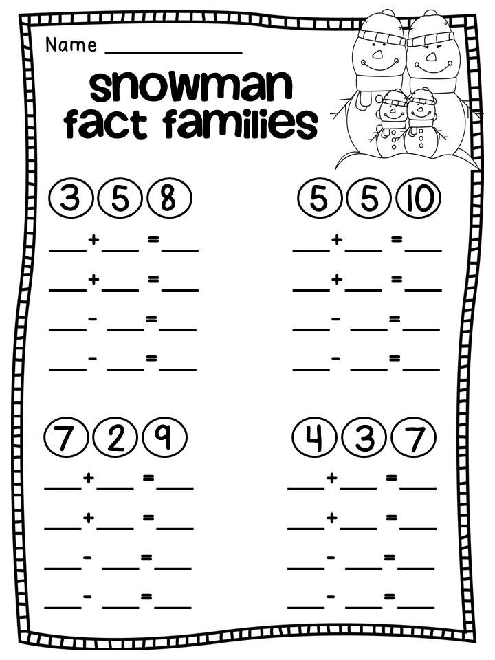 First Grade Fact Family Worksheets