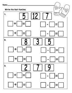 First Grade Fact Family Worksheets