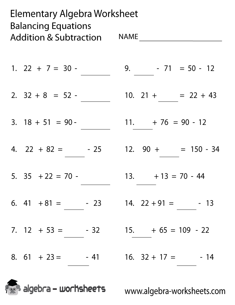 Free Addition and Subtraction Worksheet Image