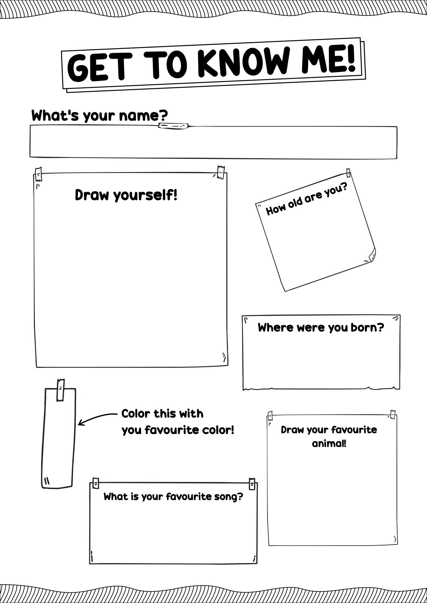 Getting to Know Me Worksheets for Students