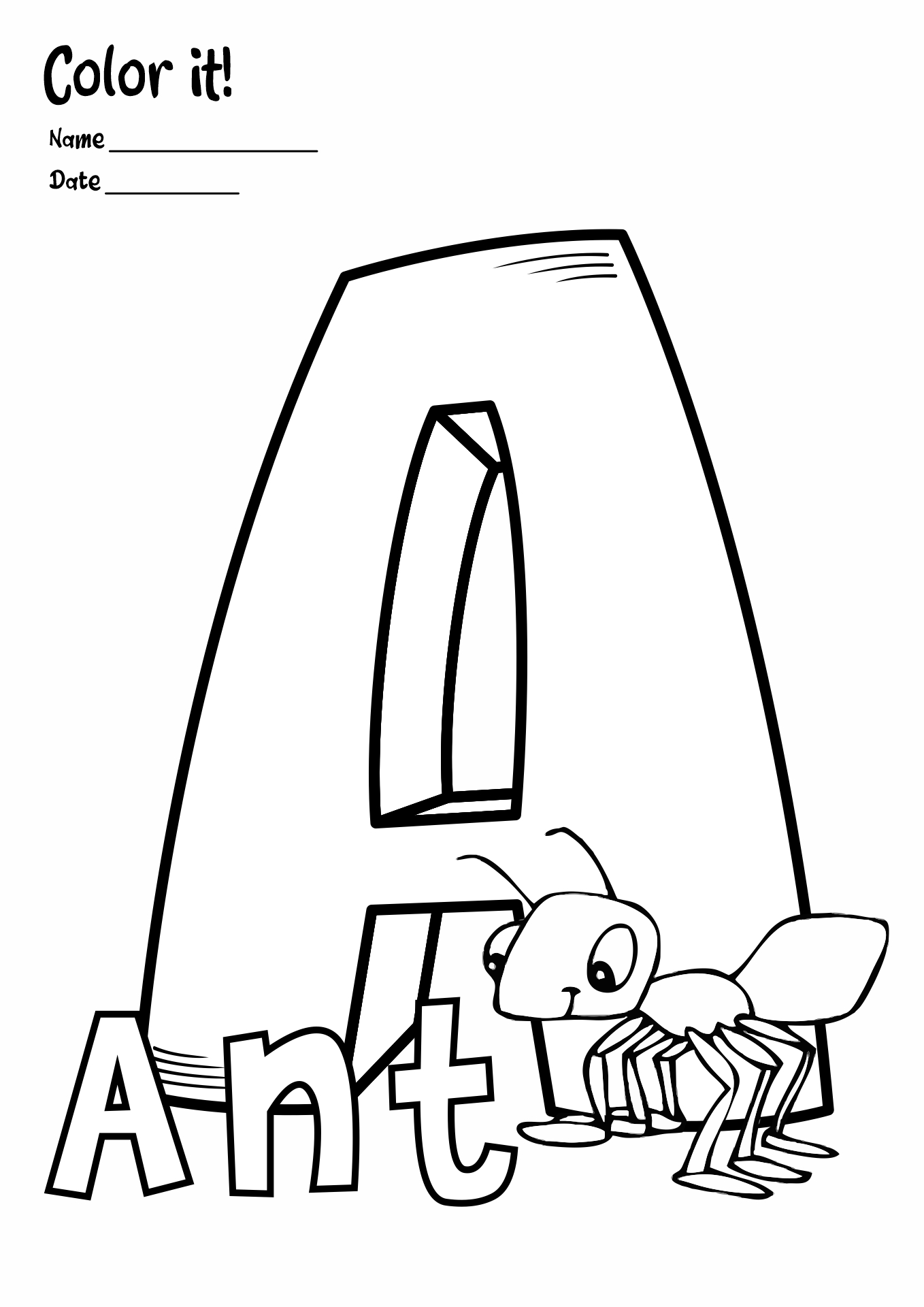 Letter a Coloring Pages for Toddlers