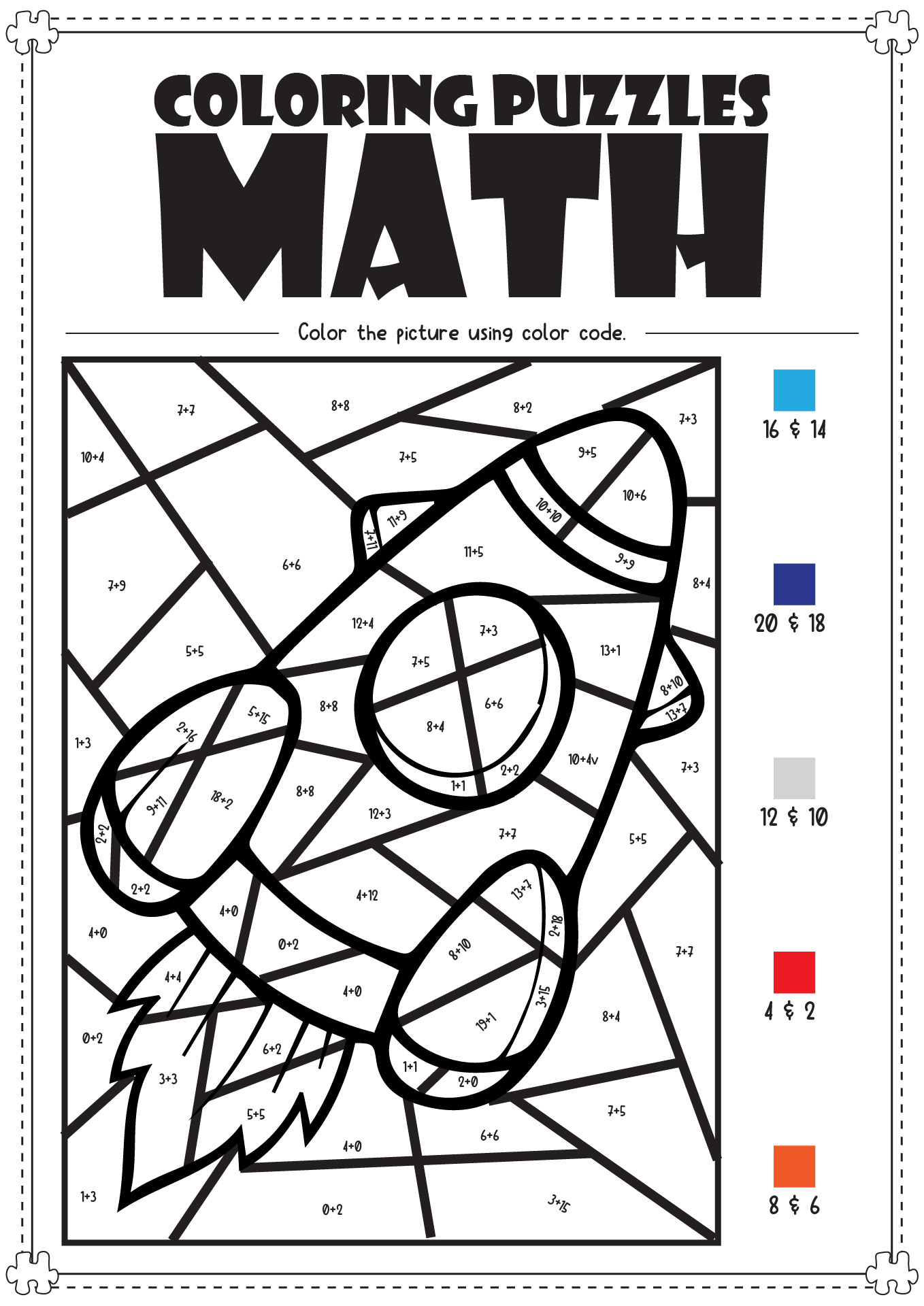 Math Coloring Puzzles Worksheets