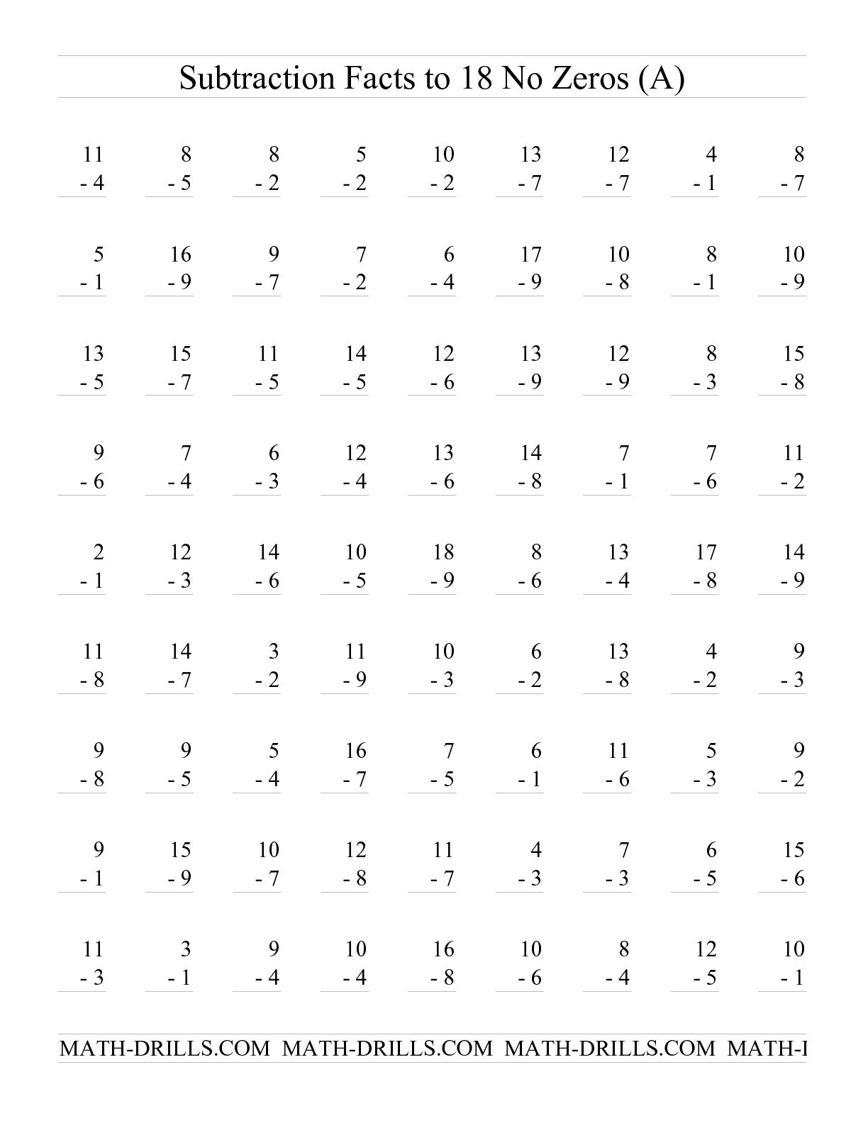 Math Subtraction Worksheets