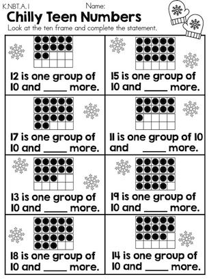 Math Teen Numbers Kindergarten Worksheets Image