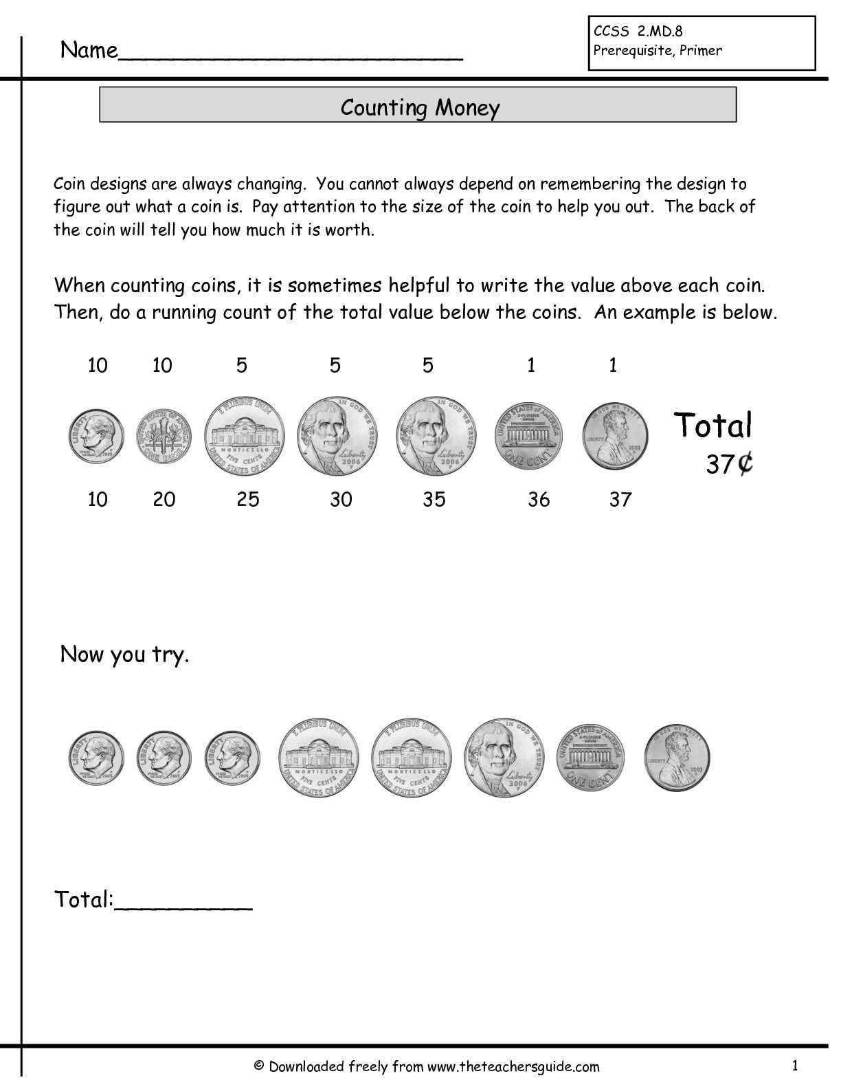 Money Counting Coins Worksheets Image
