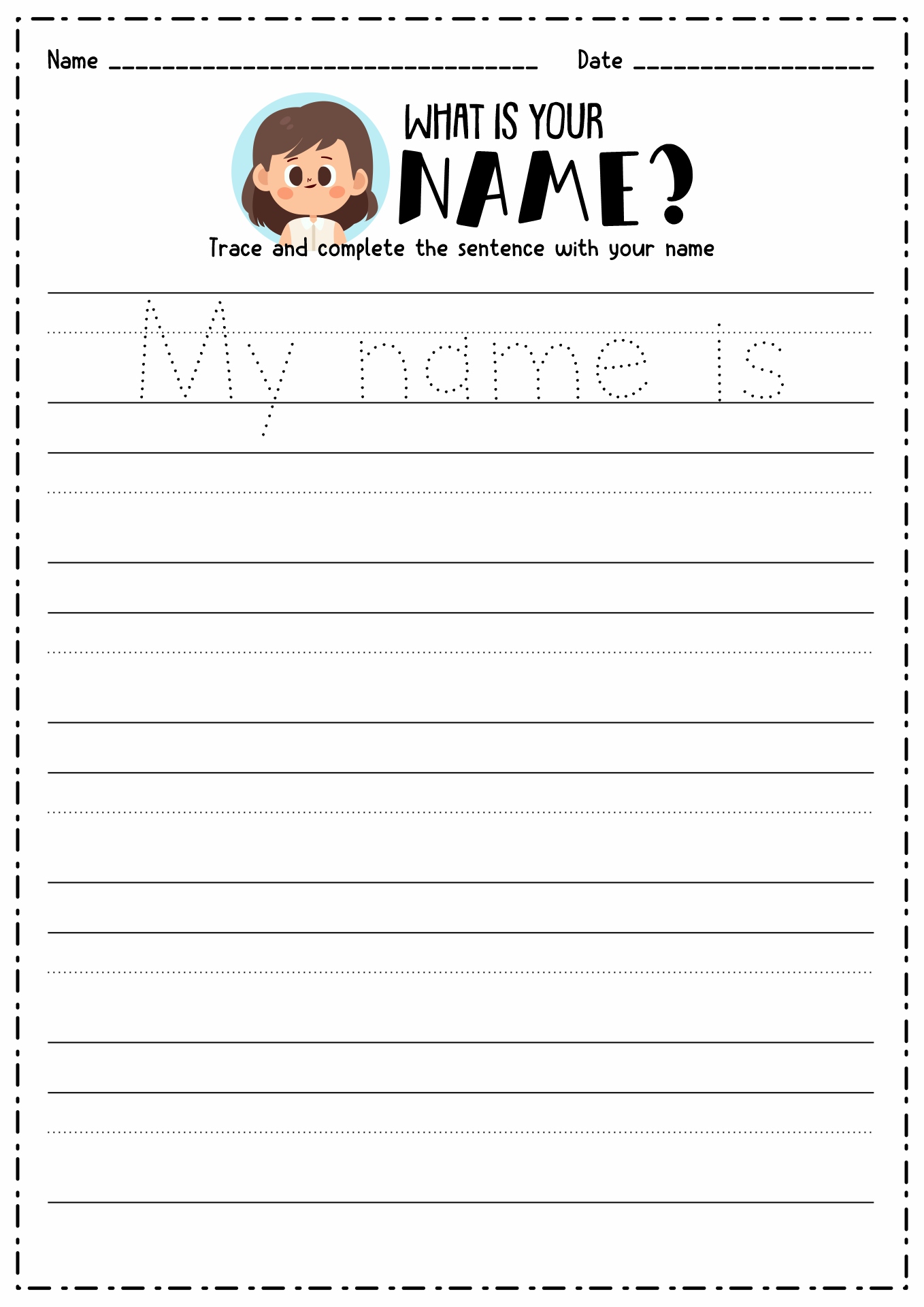 Preschool Name Tracing Worksheets