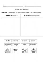 Nouns Cut and Paste Worksheets Image