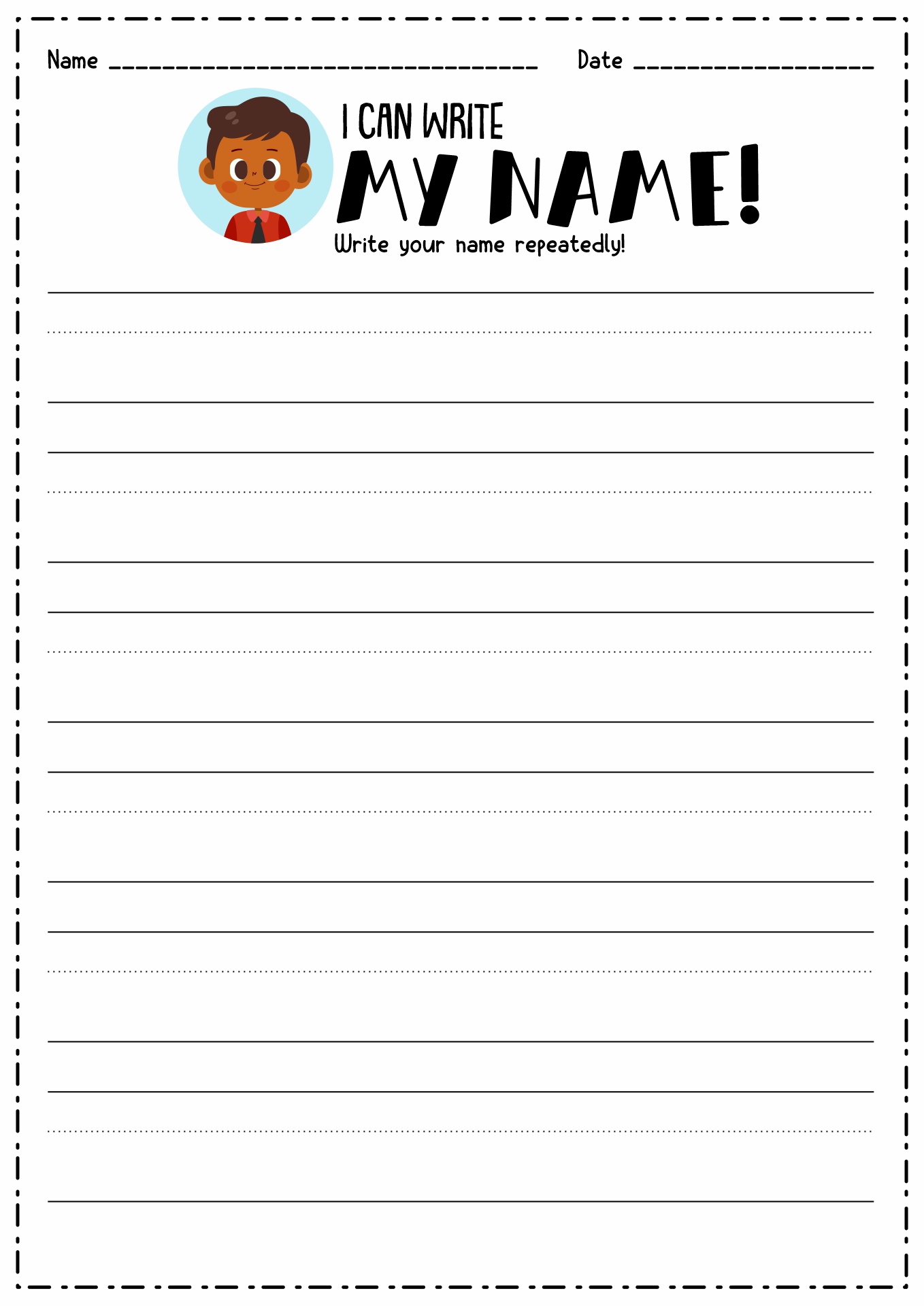 Preschool Name Tracing Worksheets Image