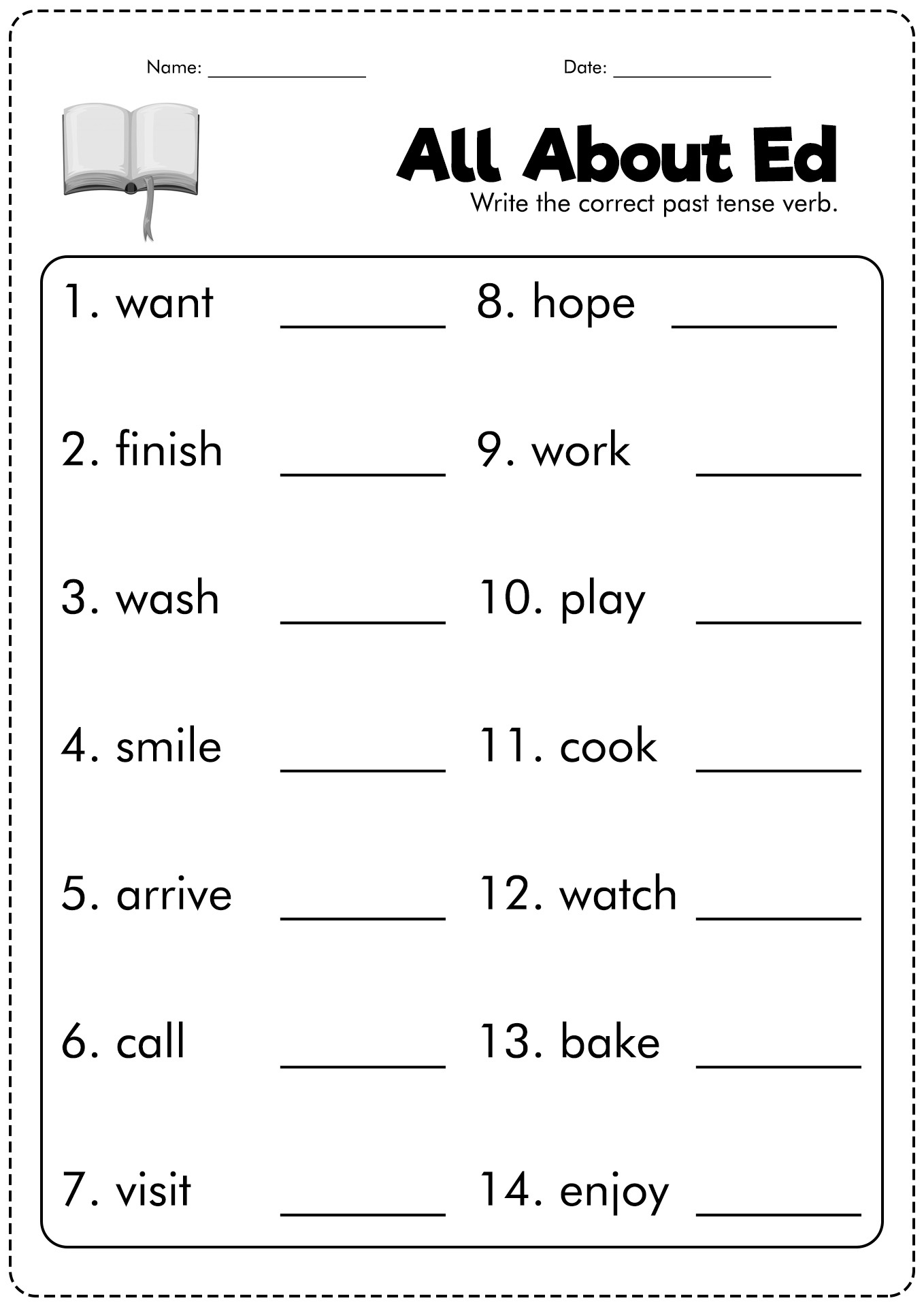 Present Tense Verb Worksheets 2nd Grade