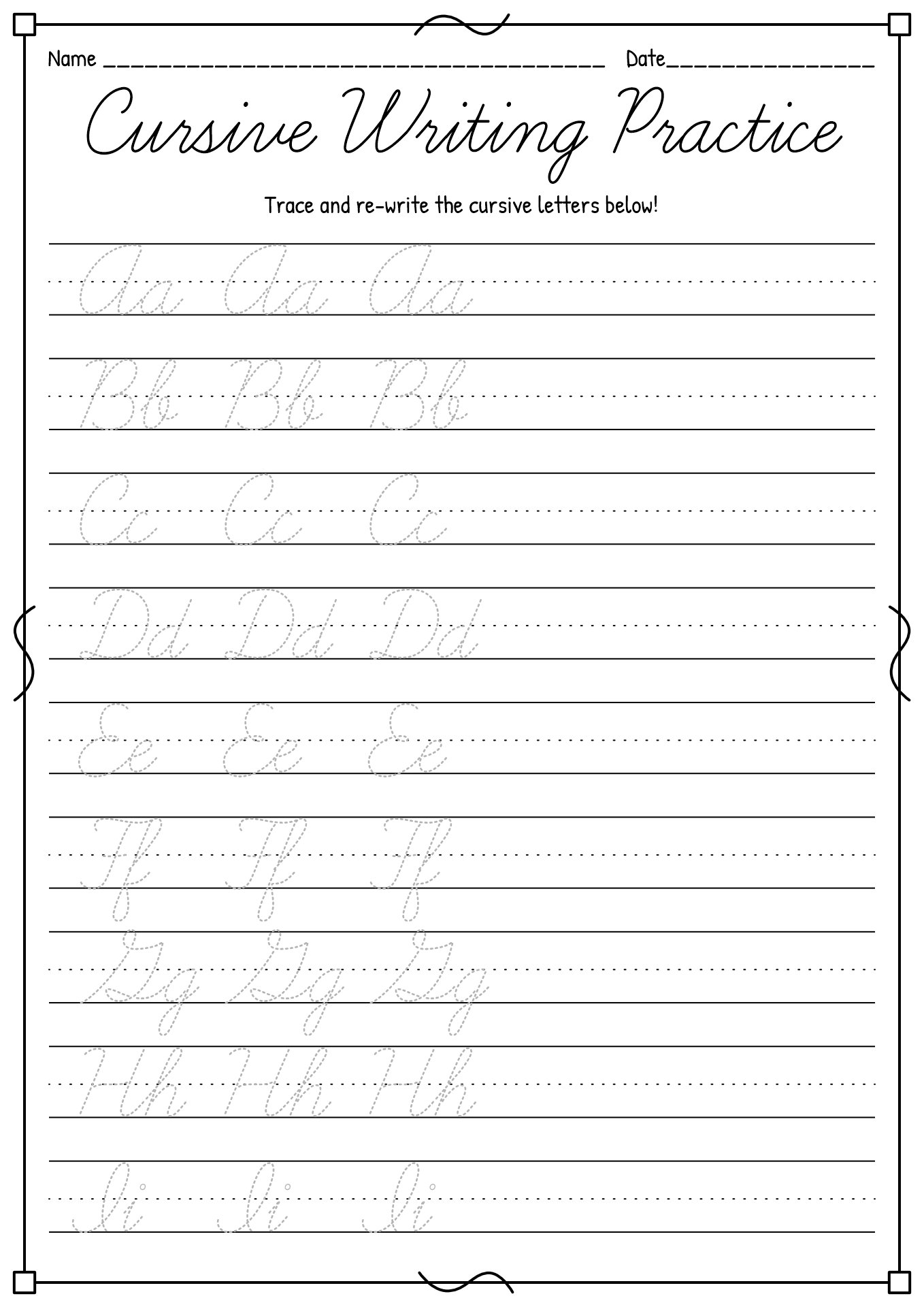 12 Cursive Writing Worksheets With Arrows - Free PDF at worksheeto.com