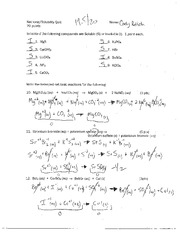 Reactions in Aqueous Solutions Worksheet Image