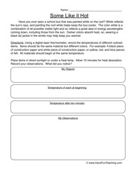 Science Worksheets Light Energy and Heat Image