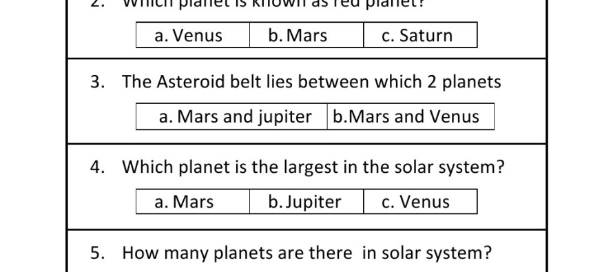 Solar System Worksheet Image