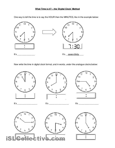 Telling Time Worksheets Digital Clocks