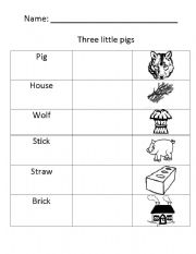Three Little Pigs Worksheet Image