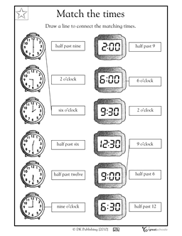 Time Worksheets Digital to Analog Clocks Match