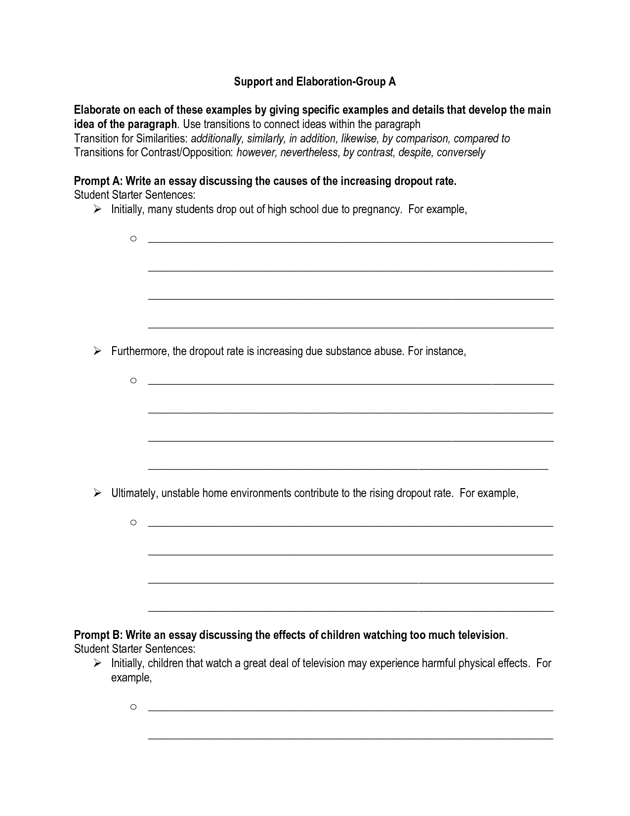 Topic Sentences Worksheets Grade 4