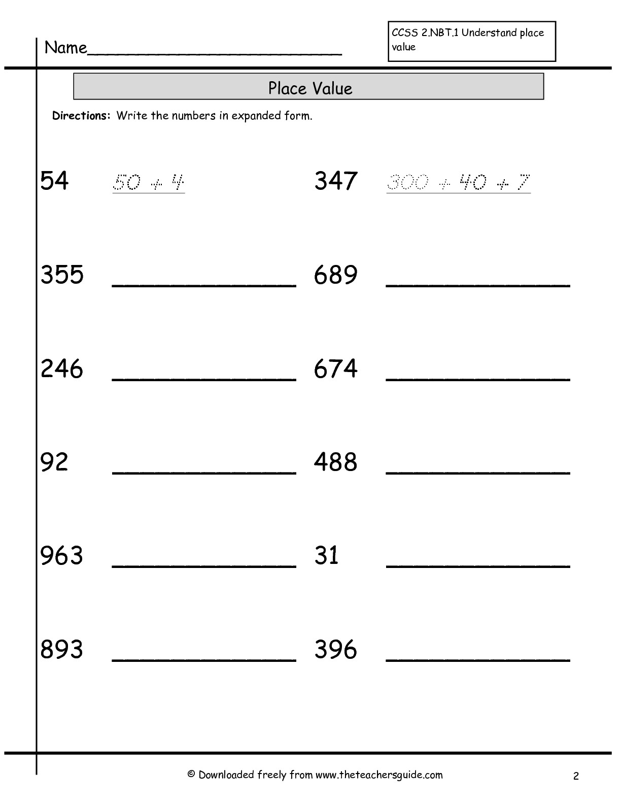 Comparing 4 And 5 Digit Numbers Worksheets