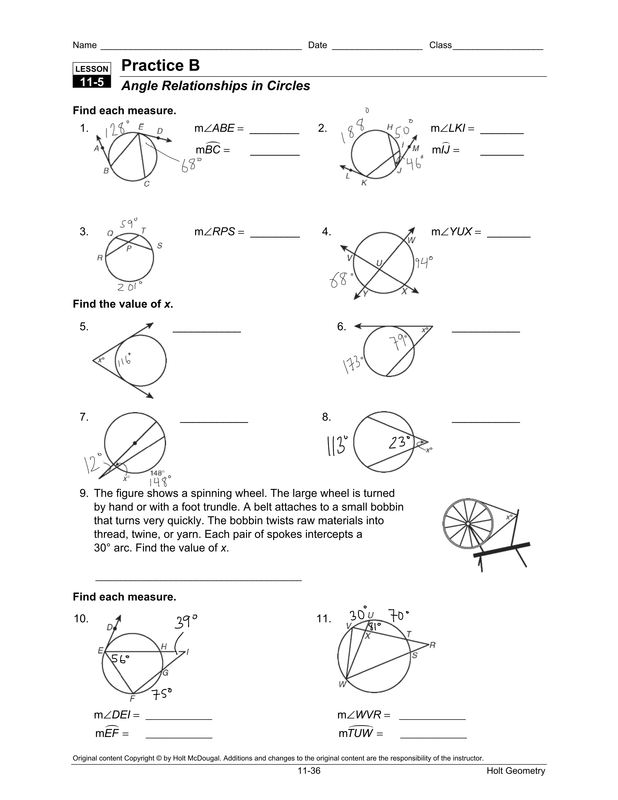Arcs And Central Angles Answer Key