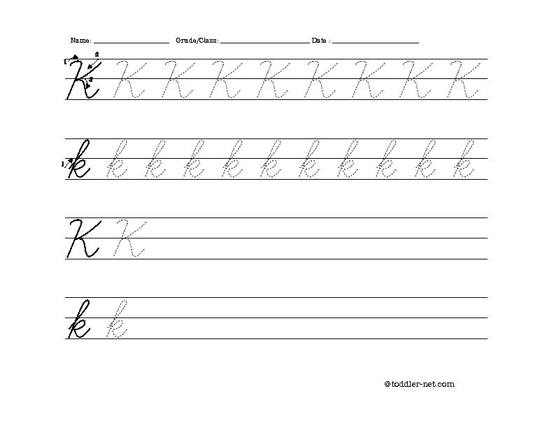 Cursive Writing Worksheets Letter K Image