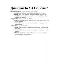 Elementary Art Criticism Worksheet