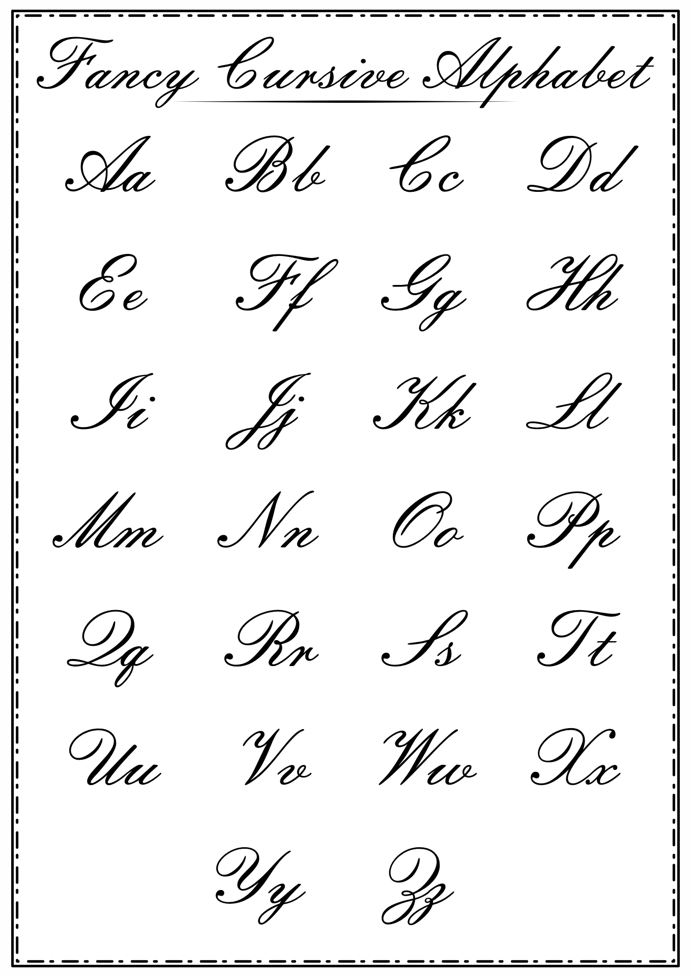 Fancy Cursive Handwriting Alphabet