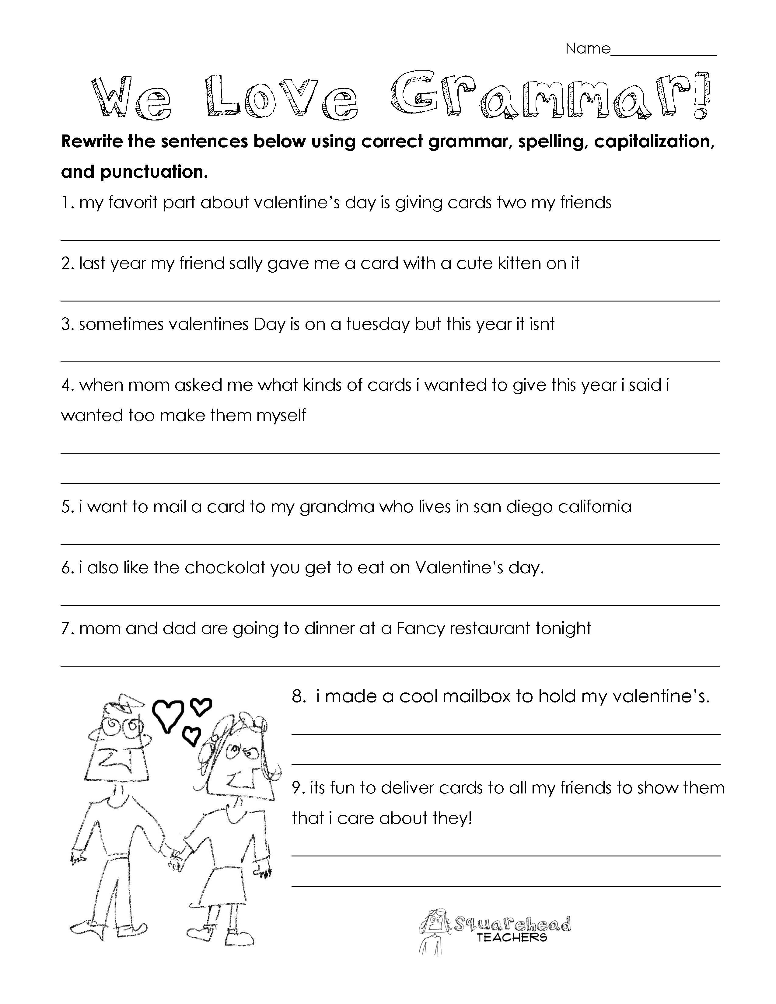 Free Printable Grammar Worksheets 3rd Grade Image