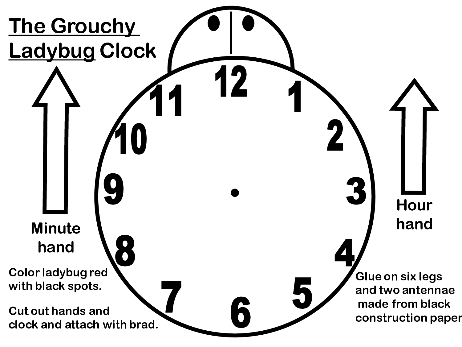 Grouchy Ladybug Clock Template Image