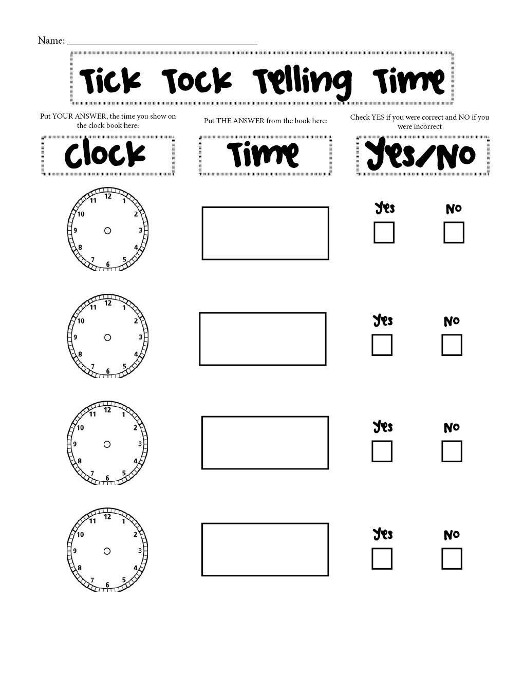 Learning Clock Time Worksheets Image