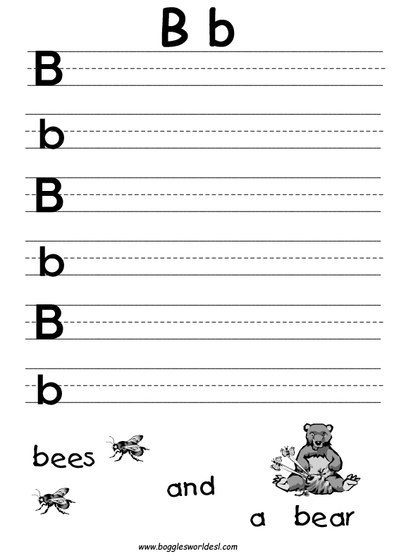 Letter B Handwriting Worksheet Image