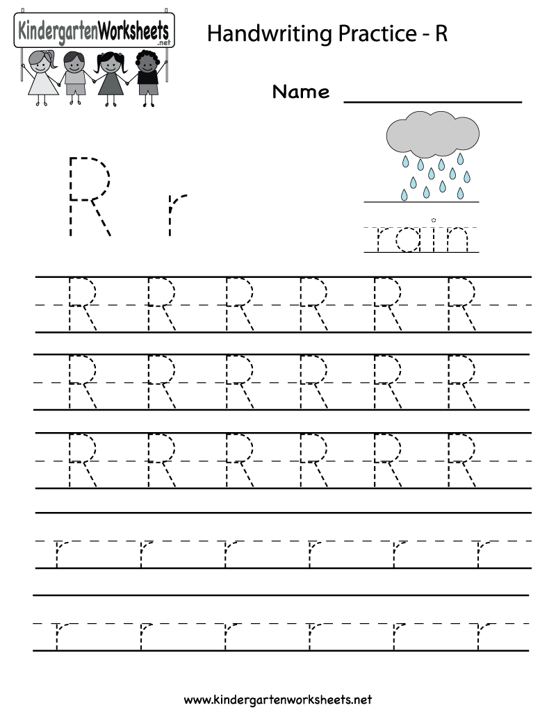 Letter R Writing Practice Worksheet Image