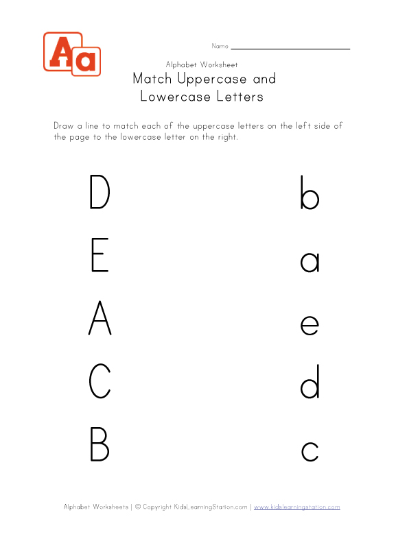 Matching Uppercase and Lowercase Letter Worksheets Image