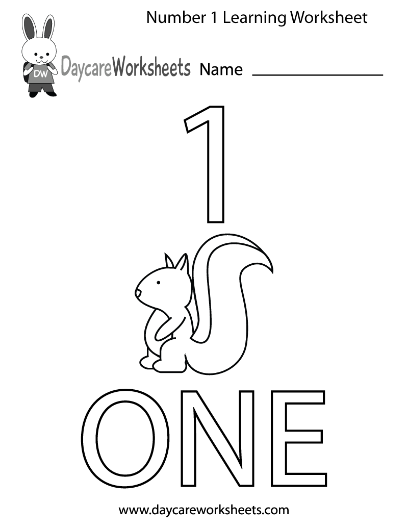 Number One Preschool Worksheet Image