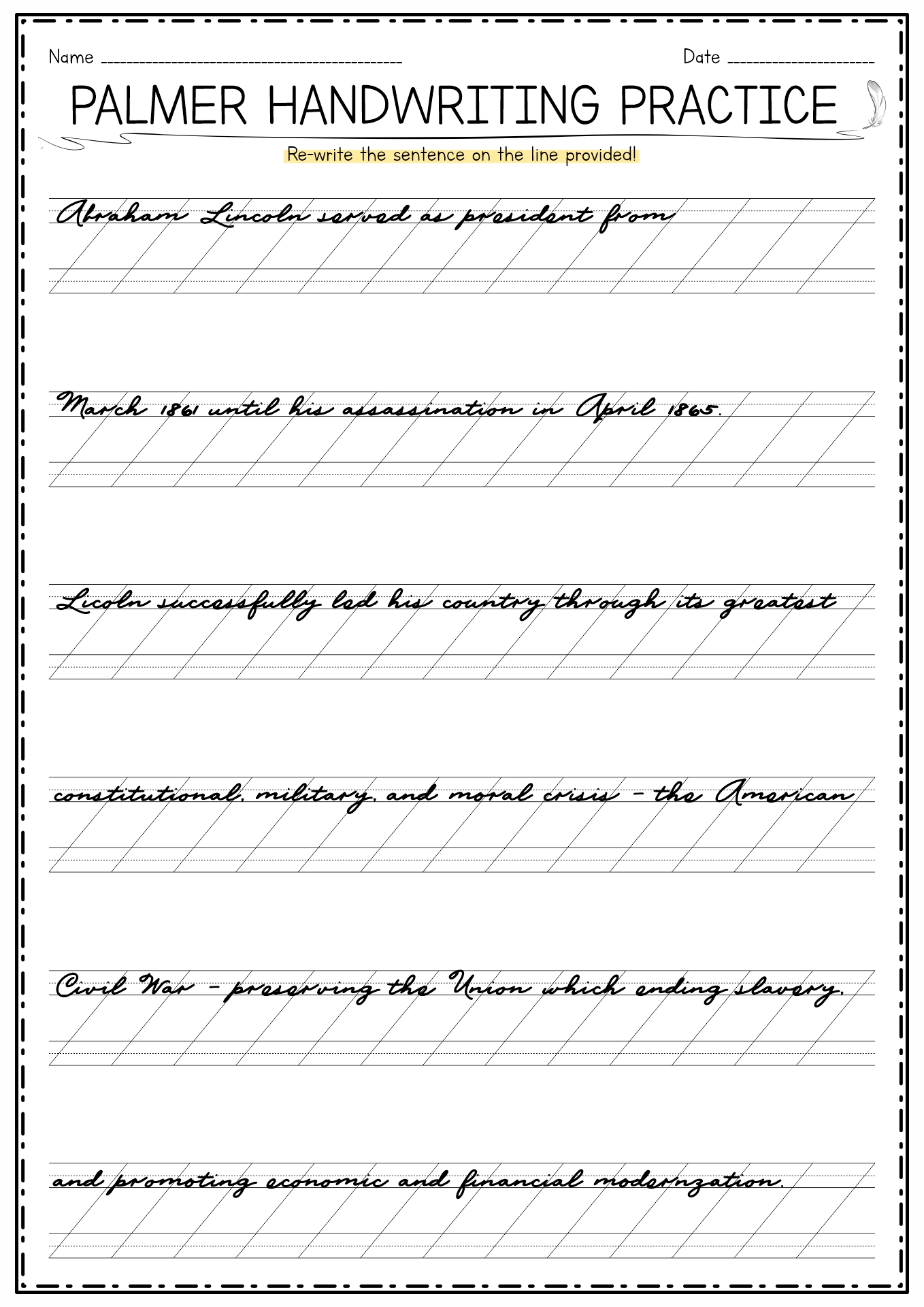 Palmer Method Handwriting
