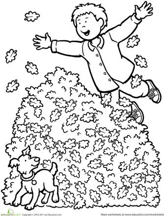 Pile of Fall Leaves Coloring Pages Image